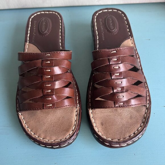 NWOT Dr. Scholl's Reba II Strappy Slip On Sandals Leather Woven Comfort Size 6 - Picture 4 of 12